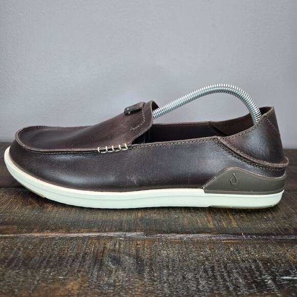 NEW Olukai Kakaha Mens Size 11 Slip On Shoes Leather Loaferes Brown Casual main image 5